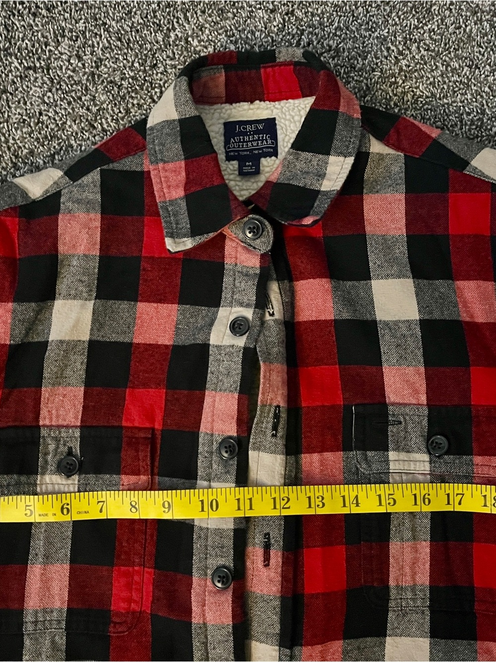 J Crew Men’s Plaid Fleece Jacket Size Medium - Picture 4 of 10
